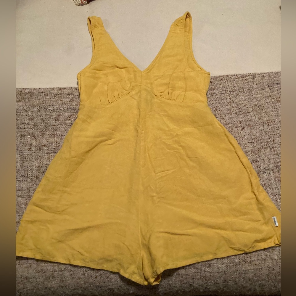 RVCA Yellow Linen-Blend Romper - size s